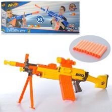 Дитячий Іграшковий автомат Бластер-кулемет NERF Saw Elite 010 на батарейках із м'якими кулями на присосках.
